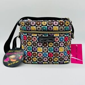 Betsey Johnson Kitsch Donuts 6 Pack Cooler Insulated Lunch Tote W/Bag Straps NWT